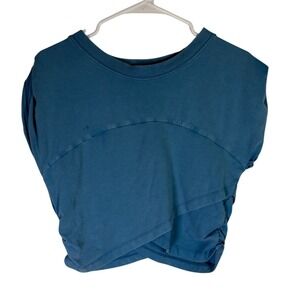 Free People Movement FP Movement Blue Wrap Front Crop Top Short Sleeve Tee